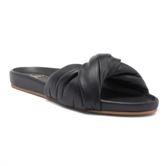 BEEK Tesia Twist Leather Black Platform Slip On Slide Sandals size 8 $260 - Picture 1 of 9